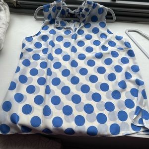 White blouse with blue polka dots, NWT, Talbots, XLp